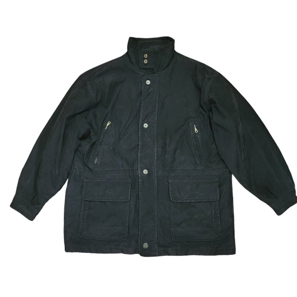 Mantles Vintage Jacket Men's Black Size XL Zip Flat Pockets Warm Internal Pocket